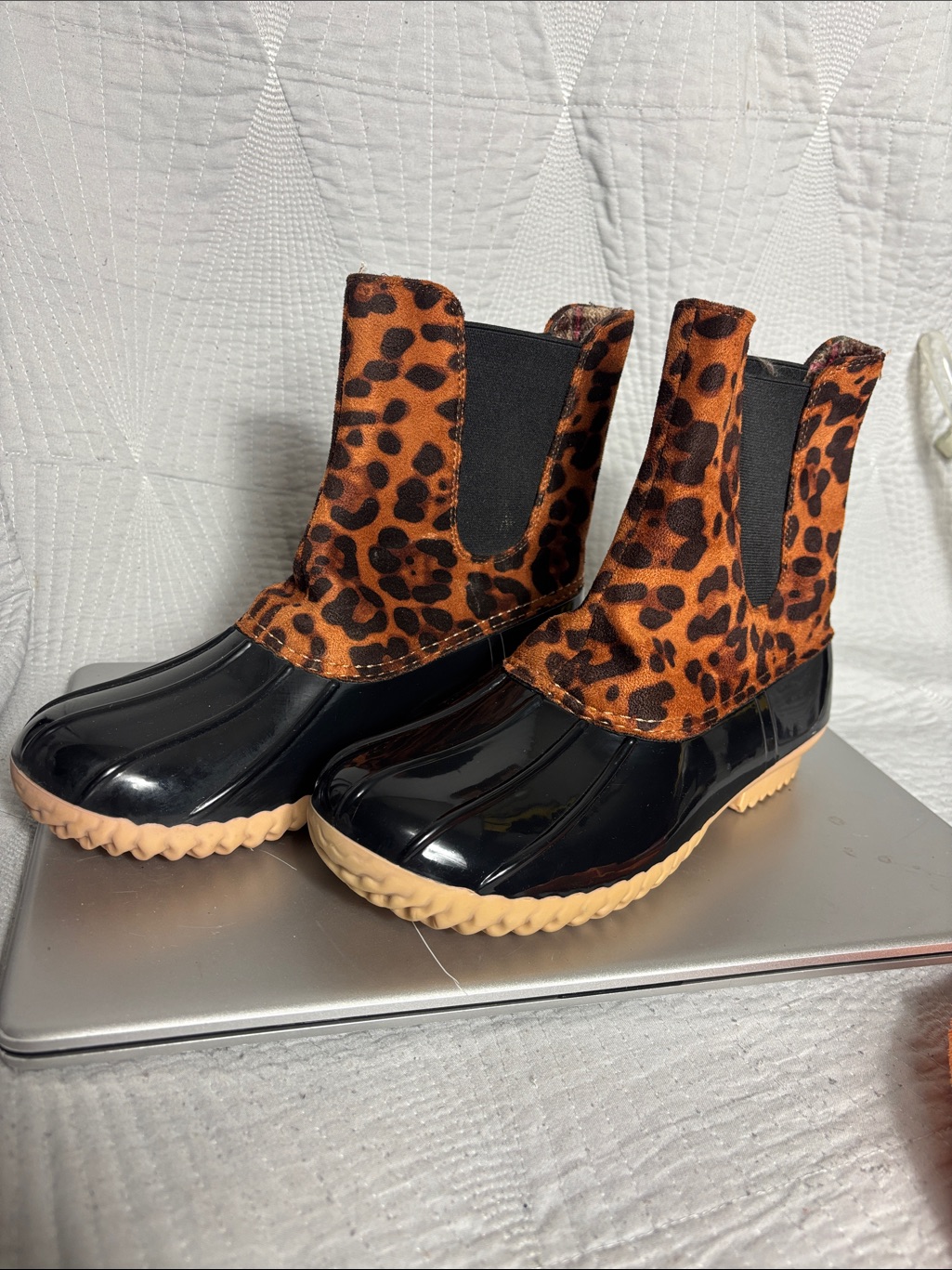 Leopard-Print Chelsea Duck Boots - Black And Brown